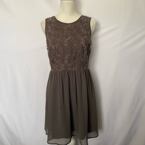 Xhilaration Floral & Sheer Taupe Dress - Picture 1 of 11